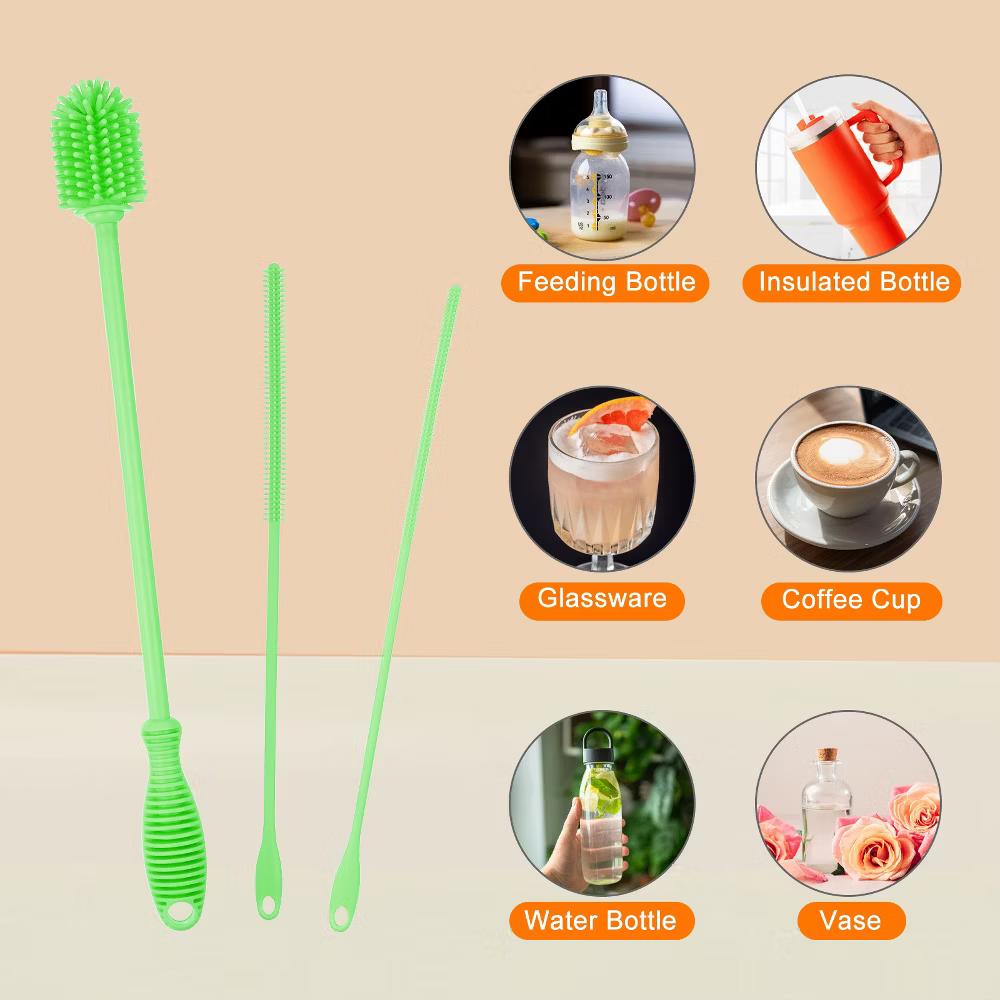 Silicone Bottle Brush with 2 Straw Brush for Cleaning Narrow Neck Containers Sport Bottles - Image 16
