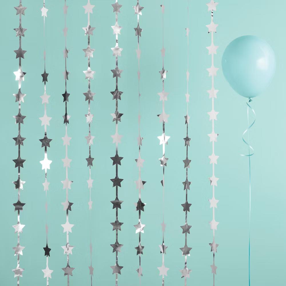 Star Foil Party Backdrop Decoration Silver