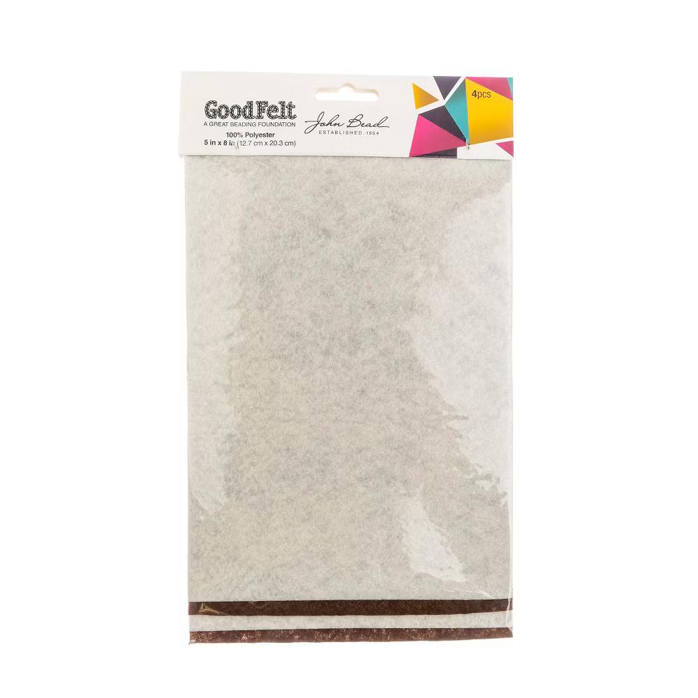 GoodFelt 4 Pieces Brown and Pearl Felt Fabric Sheets for Beading Foundation, 5"x8" - Image 5