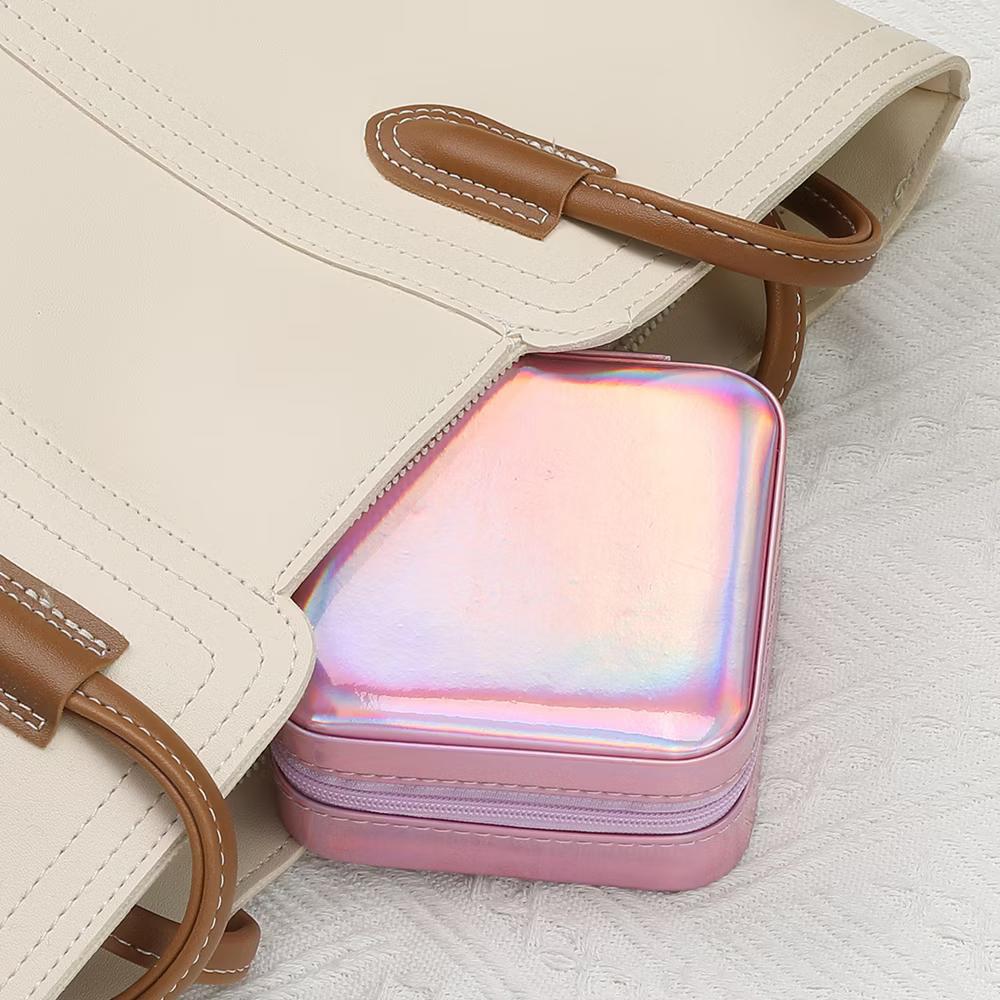 Travel Square Small Portable PU Leather Jewelry Organizer Case Storage - Image 13