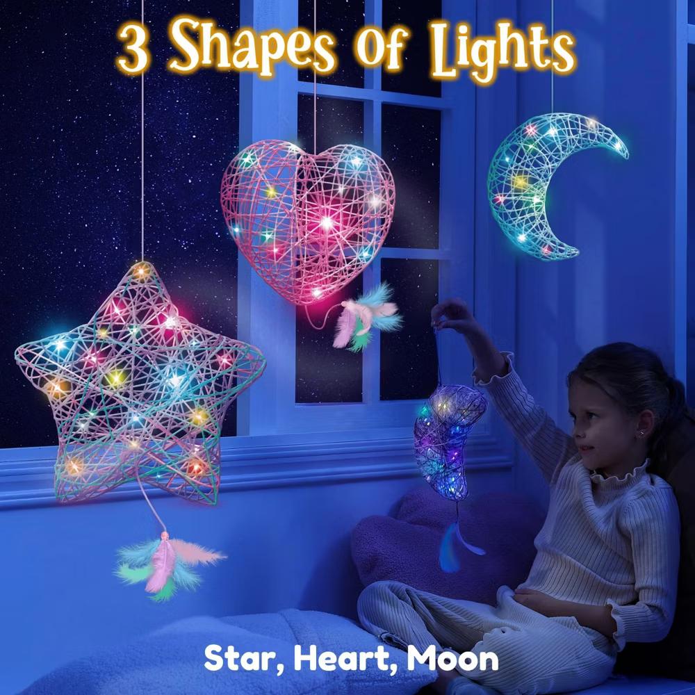3D String Art Kit for Kids, 3 Pack String Light with 30 Multi-Colored LED Bulbs, DIY Arts & Crafts, Birthday Gift for Girls Age 8 - Image 2