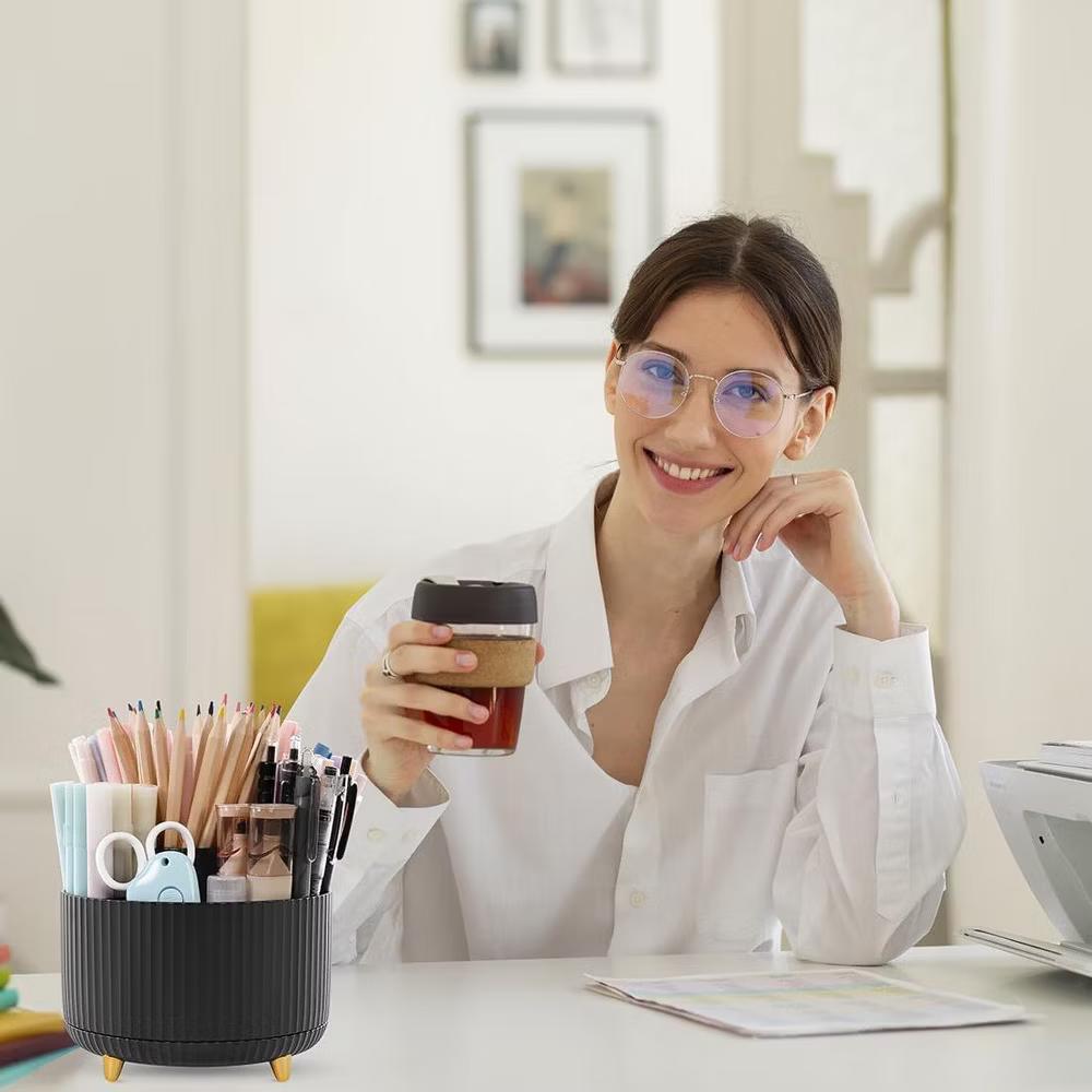 Maison 360 Rotating Plastic Desk Pen And Makeup Organizer With 5 Slots - Image 10