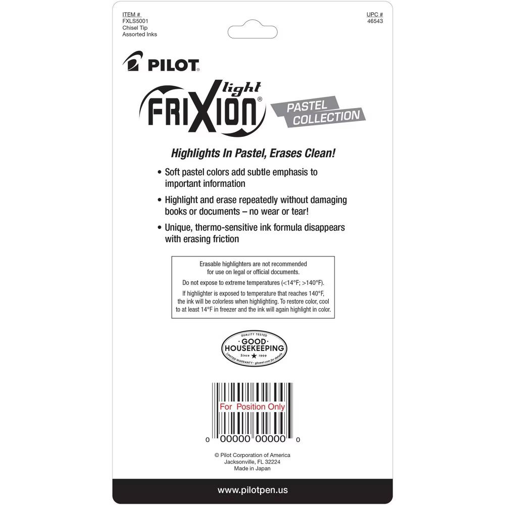 5pk FriXion Light Pastel Erasable Highlighters Chisel Tip Colorful Inks - Image 6