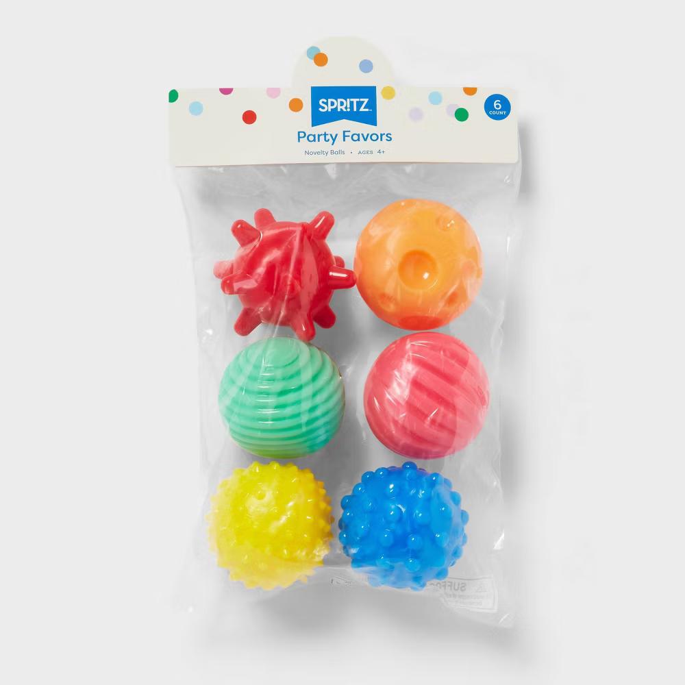 6ct Textured Balls Party Favors - Bouncy Stress Toys, Easter Egg Fillers, Kids' Multi-Colored Party Fun - Image 2