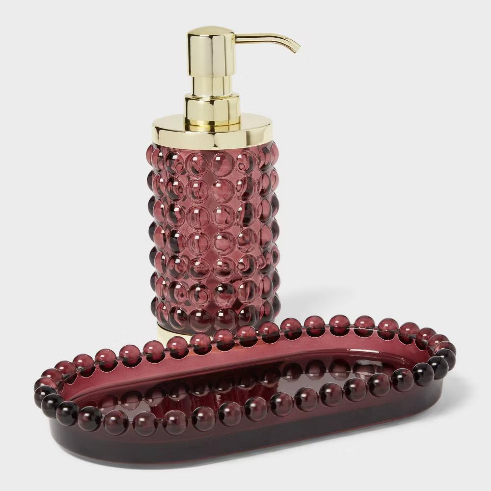 Textured Glass Soap Pump Mulberry - Image 2