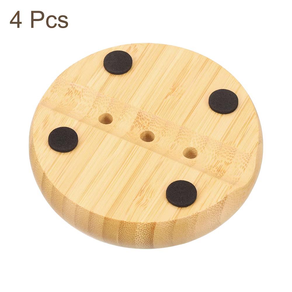 Natural Bamboo Self-Draining Round Smooth Bathroom Soap Dish - Image 6
