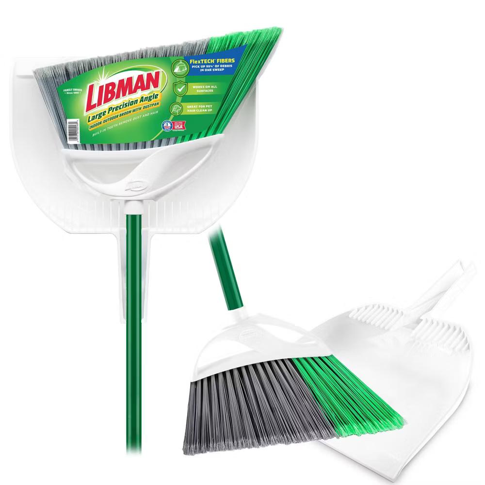Libman Large Precision Angle Broom with Dustpan: Steel Handle, Grip Handle, Hanging Loop - Image 7