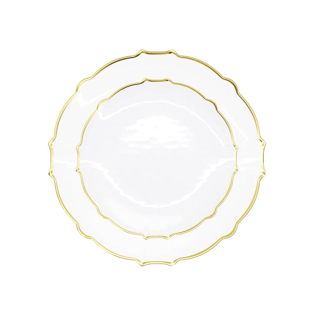 Trendables 40 Pieces Plastic Disposable Wedding Plates Set - 20 7.5" & 20 10" Thin & DelicateTinted Petals Plates with Rim - Image 54