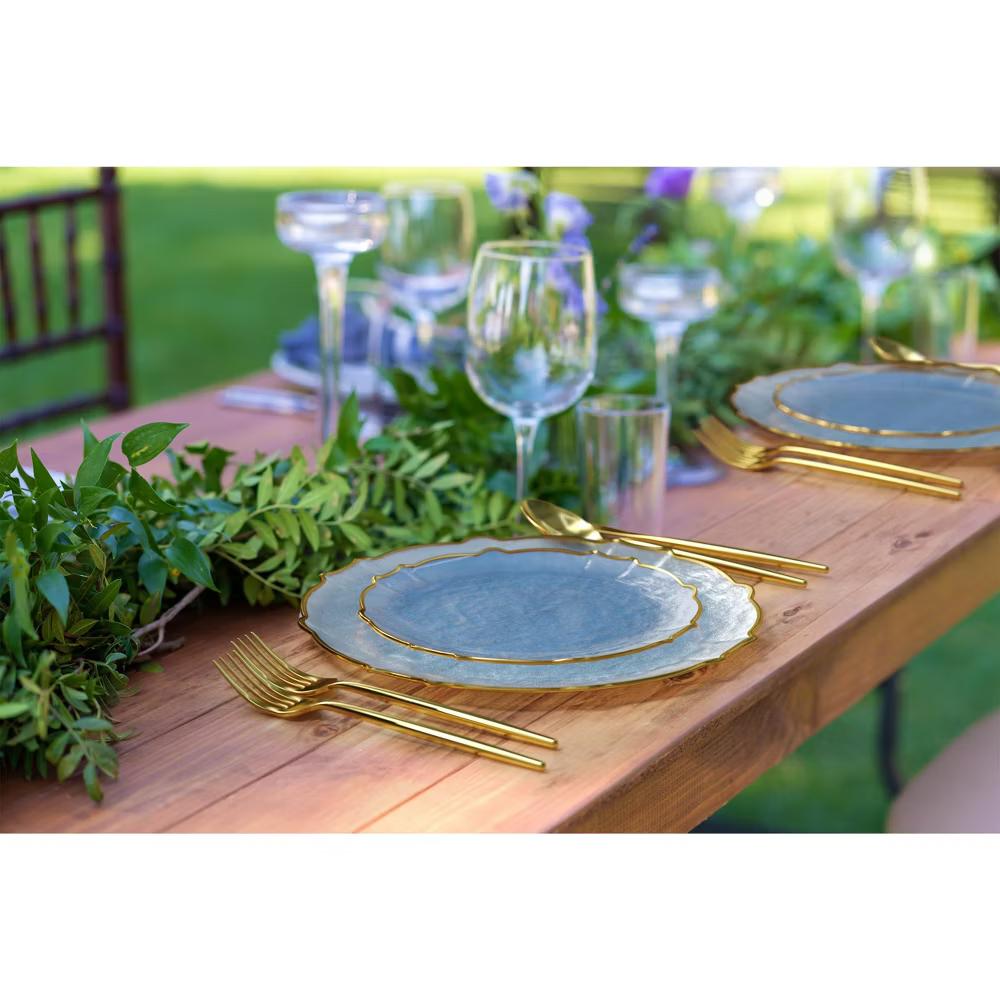 Trendables 40 Pieces Plastic Disposable Wedding Plates Set - 20 7.5" & 20 10" Thin & DelicateTinted Petals Plates with Rim - Image 49