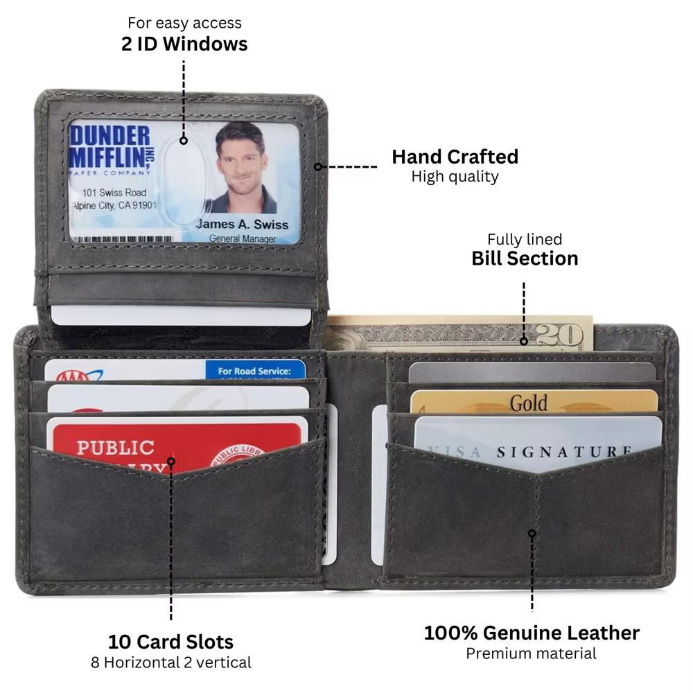 Alpine Swiss Connor Executive Bifold Wallet | Business Passcase for Men | Premium Leather | Dual ID Windows | RFID Blocking | Gift Box Included - Image 32