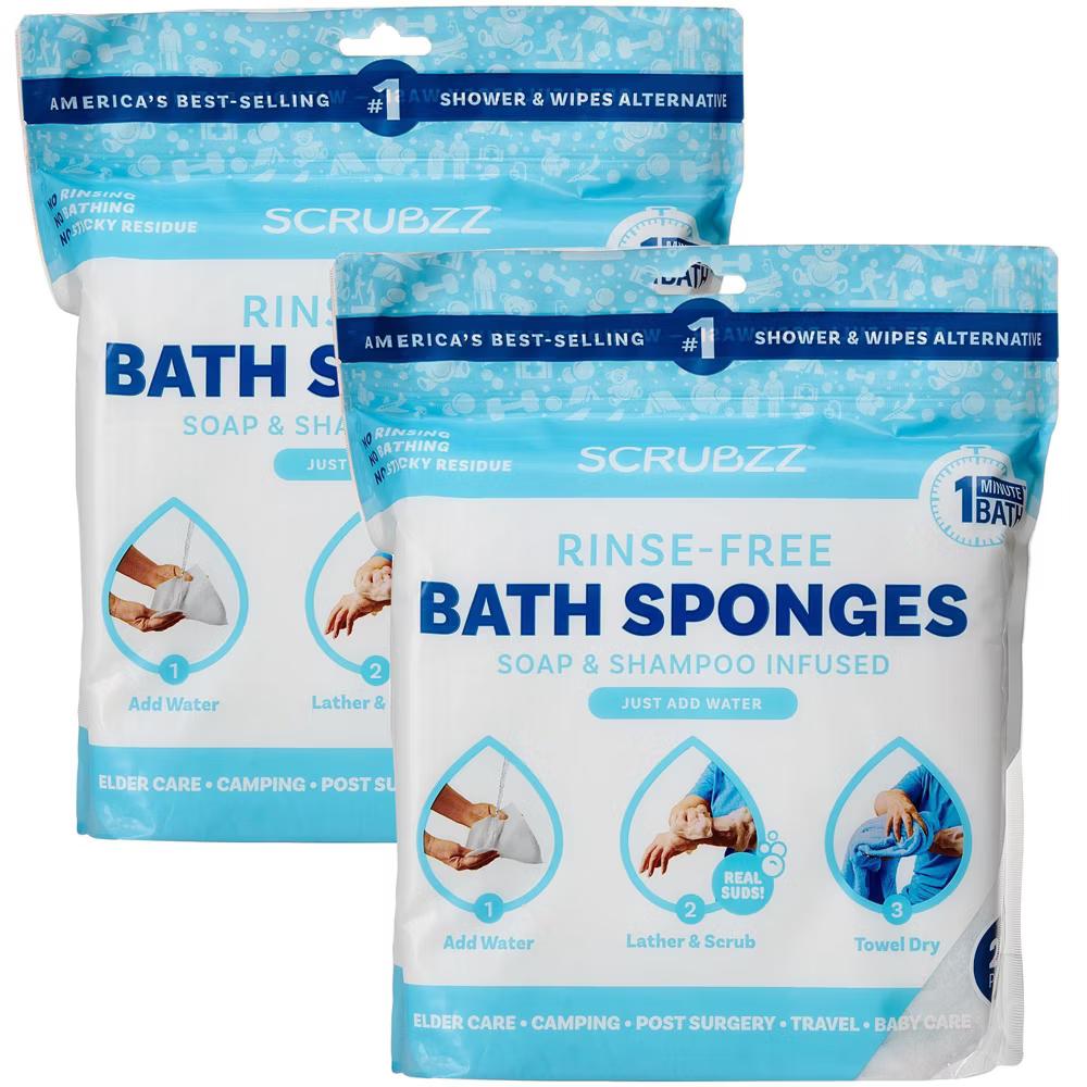 Scrubzz No Rinse Bath Wipes for Adults Bathing, Adult Rinse Free Bath Sponges - Disposable - Image 28