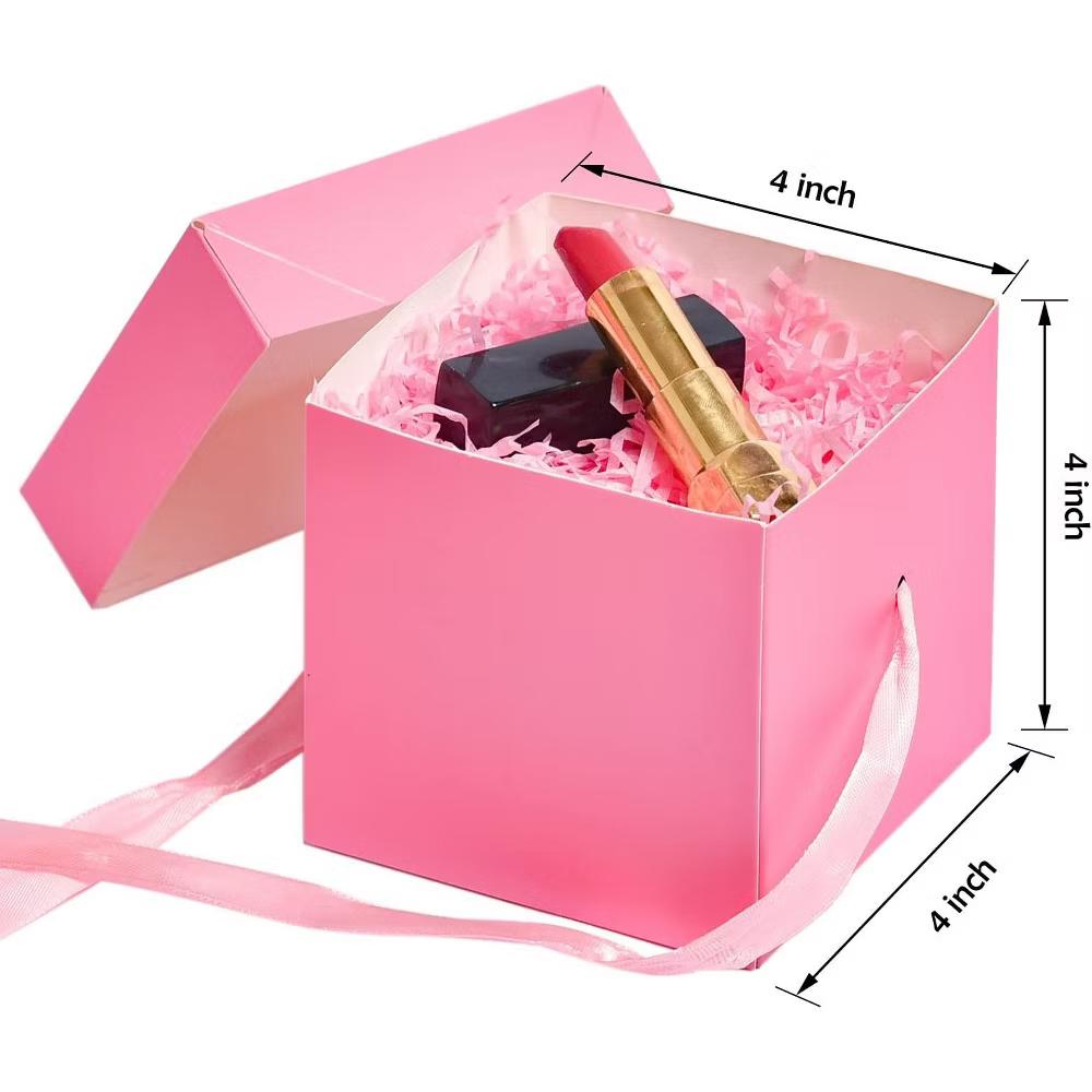 12 pack pink gift boxes with lids 4 4 4 inch for birthday wedding Christmas party favors includes ribbon easy assembly - Image 6