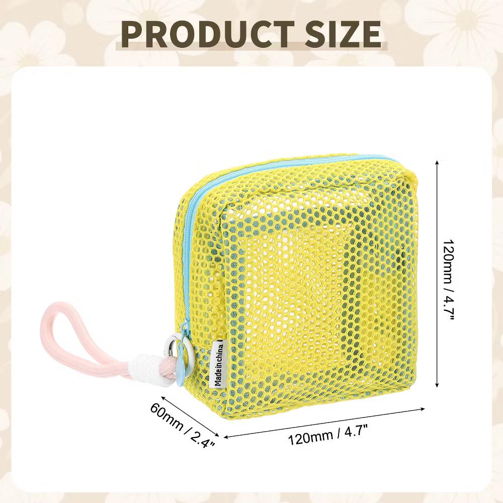 Mesh Travel Toiletry Organizing Zipper Mini Makeup Bag with Strap 4.7" - Image 21