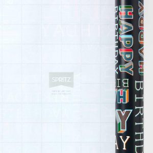 96"x30" 'Happy Birthday' Gift Wrapping Paper Black