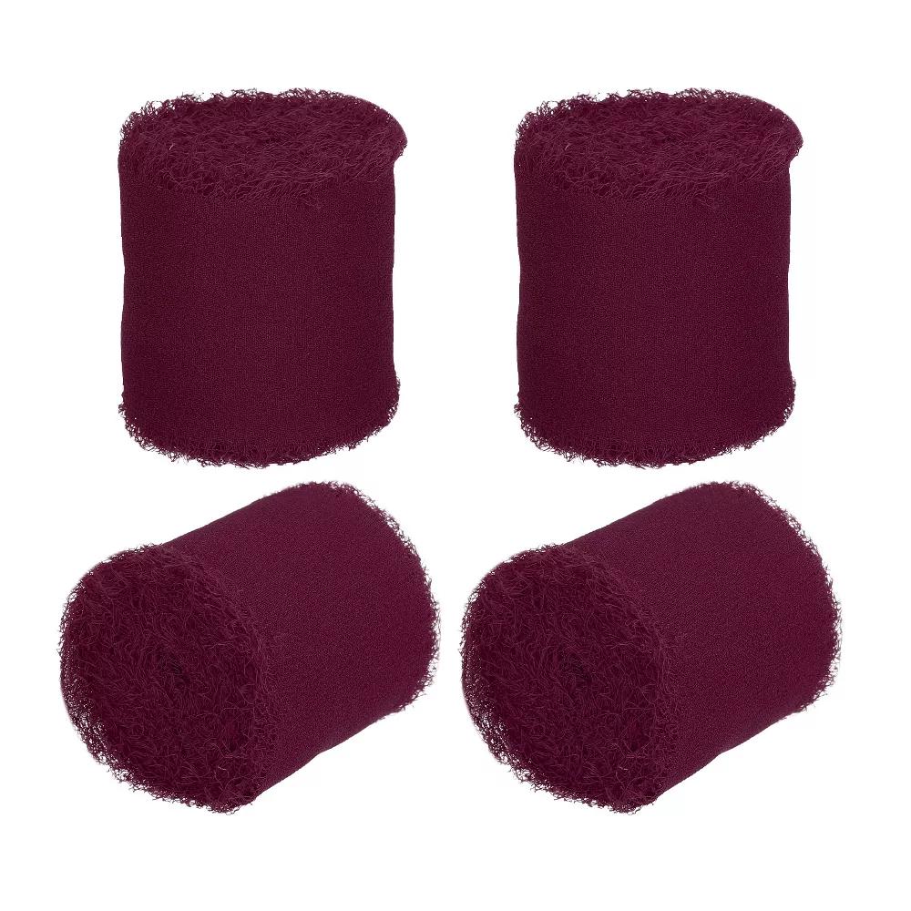 DIY Crafts Party Gift Wrapping Fringe Chiffon Silk Ribbon 4 Rolls - Image 2