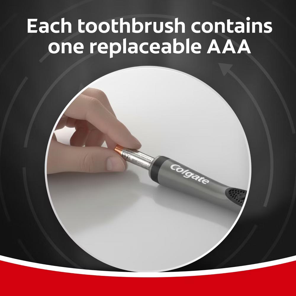 360 Vibrate Charcoal Battery Powered Electric Toothbrush - Soft - Black - Image 5
