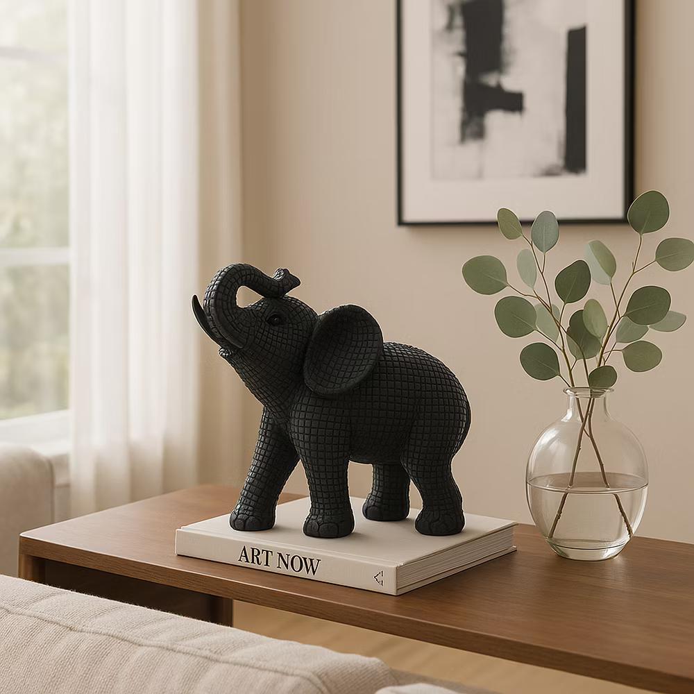 Sagebrook Home 7" Elephant Sculpture - Decorative Polyresin Elephant Statue For Home Decor - Table Accent, Desktop Figurine - Image 11