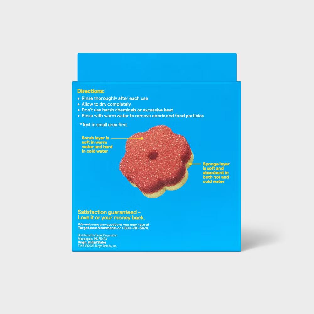 Double-Sided Temperature Sensitive Scrubber with Sponge - Flower - Image 3