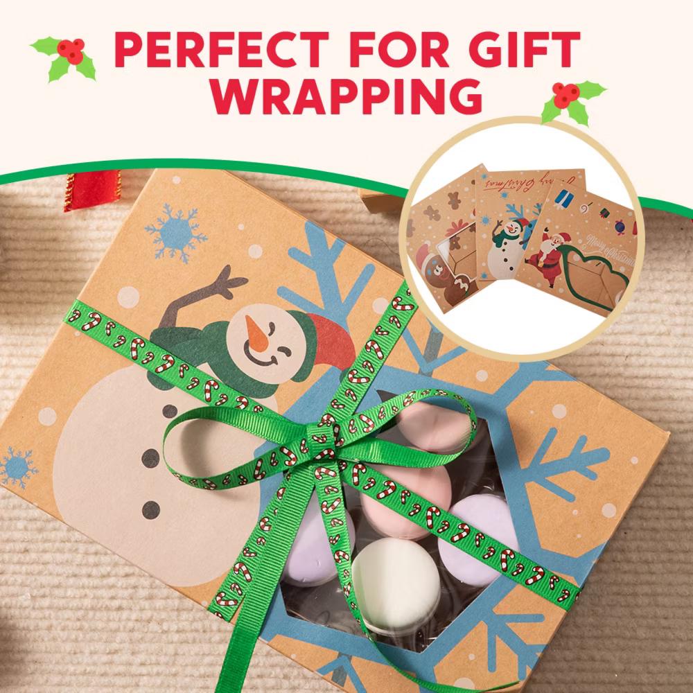 24 Pcs Christmas Cookie Gift Baking Box, Auto-Popup Treat Boxes with Window and Tags, Xmas Treat Boxes Containers for Cookies & Holiday Baking - Image 7