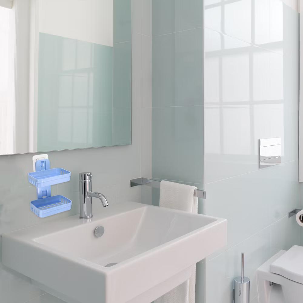 Plastic Soap Dish Keep Soap Dry Soap Cleaning Storage Drill Free Soap Holder for Home Bathroom Kitchen 1 Pc - Image 9