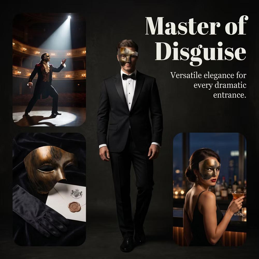 Plastic Half Face Mask for Halloween Costume Party and Mysterious Black Decor - Image 11