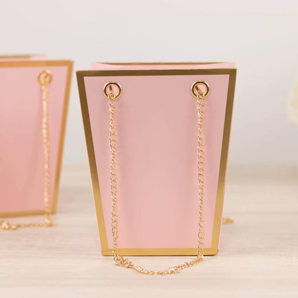Pack of 6 Edge Trapezoid Paper Gift Bags 5 Inch Gold - Image 3