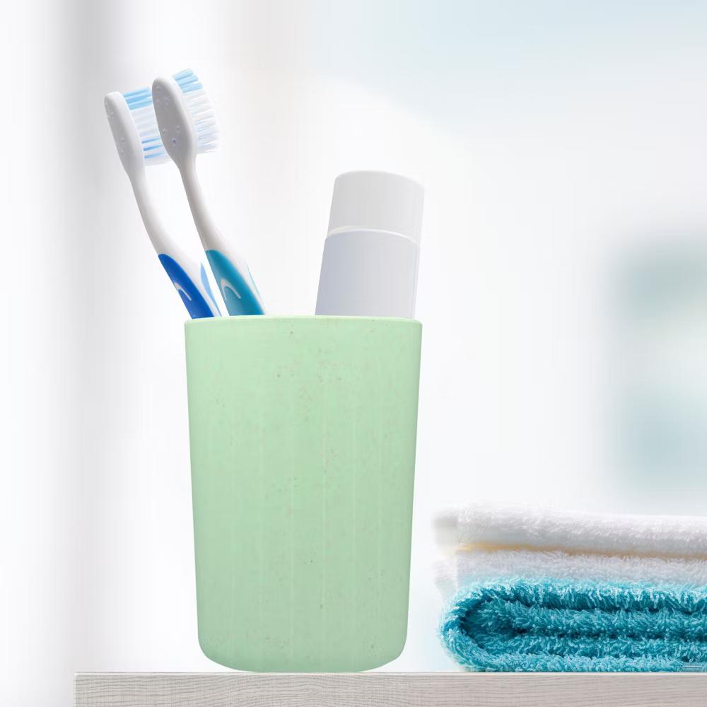 Bathroom Tumbler with Smooth Lines Wheat Straw Cup for Bathroom for Toothpaste 4.09''x2.80'' 1Pc - Image 27