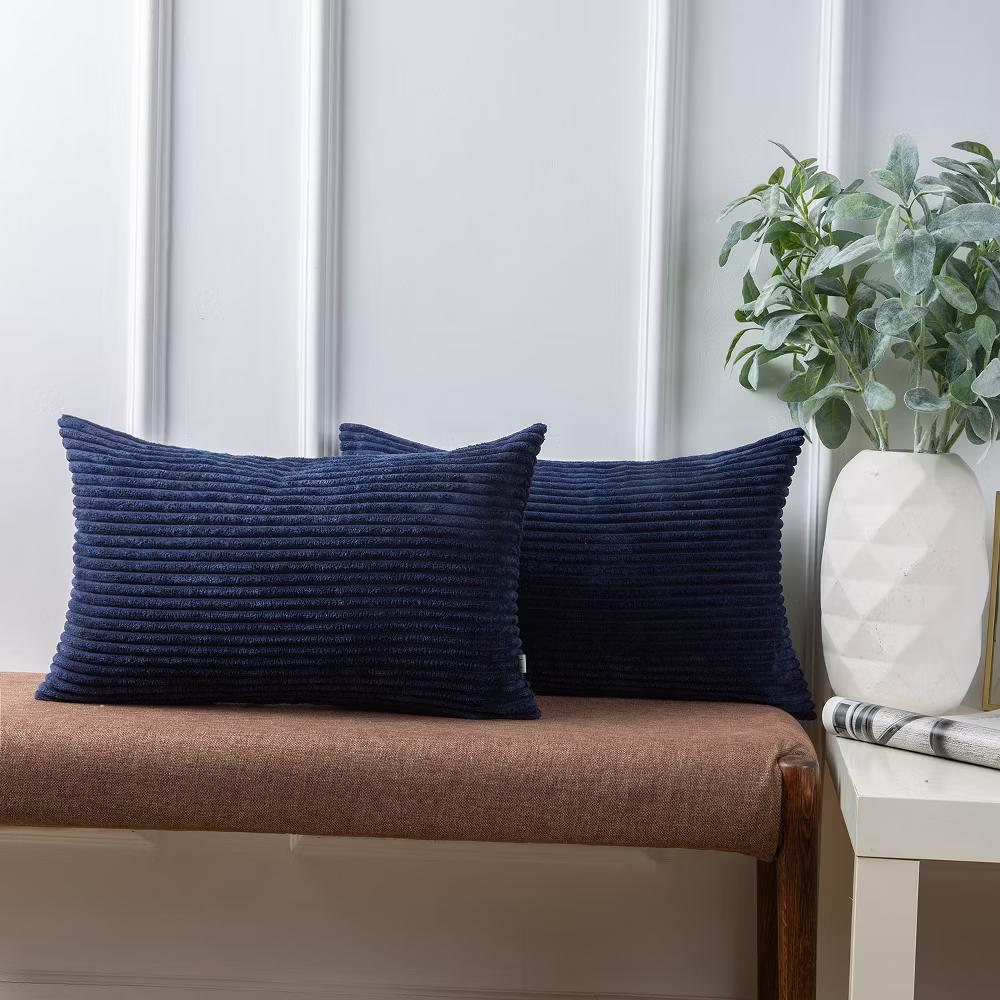 Phantoscope Solid Color Corduroy Pillow Covers Set of 2 Plush Velvet & Soft Accent - Image 19