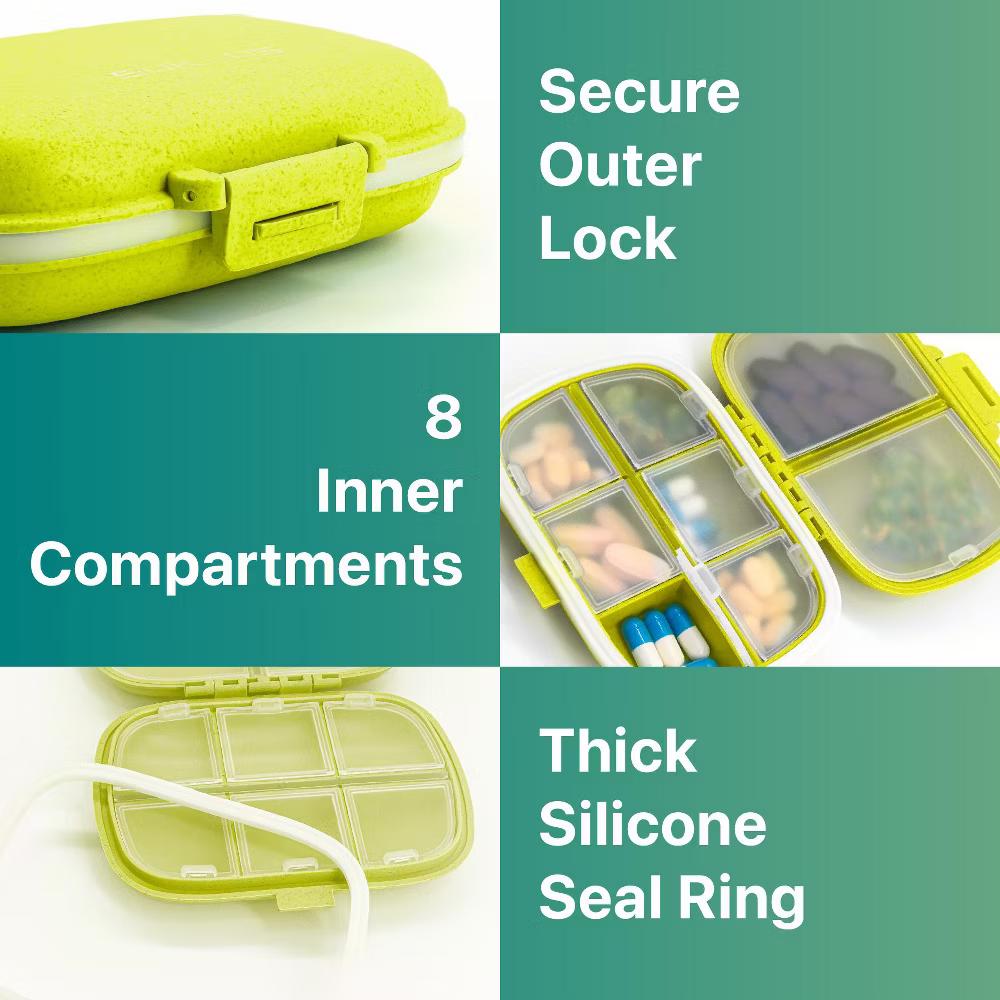 Sukuos Daily Use Pill Organizer Case, 8 Easy to Open Compartments-Large Portable Travel Pill Box, Medicine Container & Vitamin Holder - Image 5