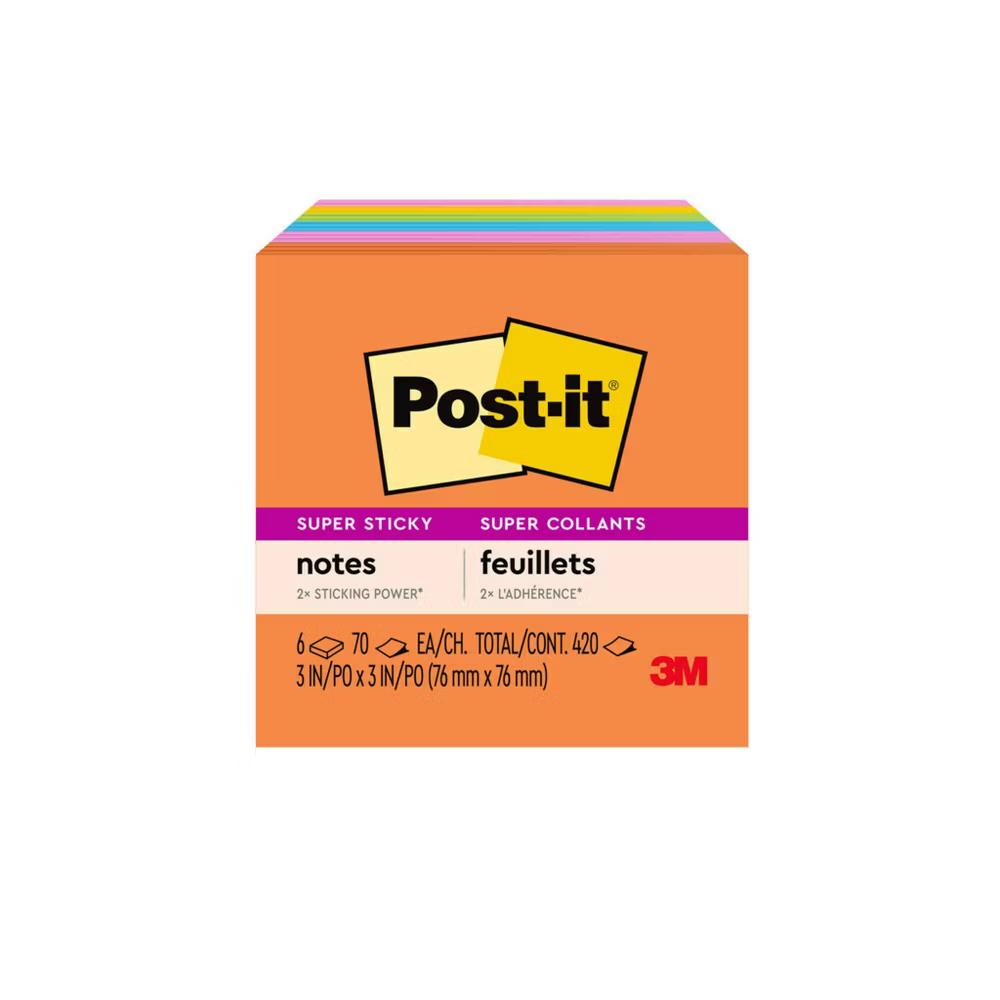 Super Sticky Notes 3" 3" Energy Boost Collection: 6 Multicolor Pads, 70 Sheets Each, Art & Design Theme - Image 6