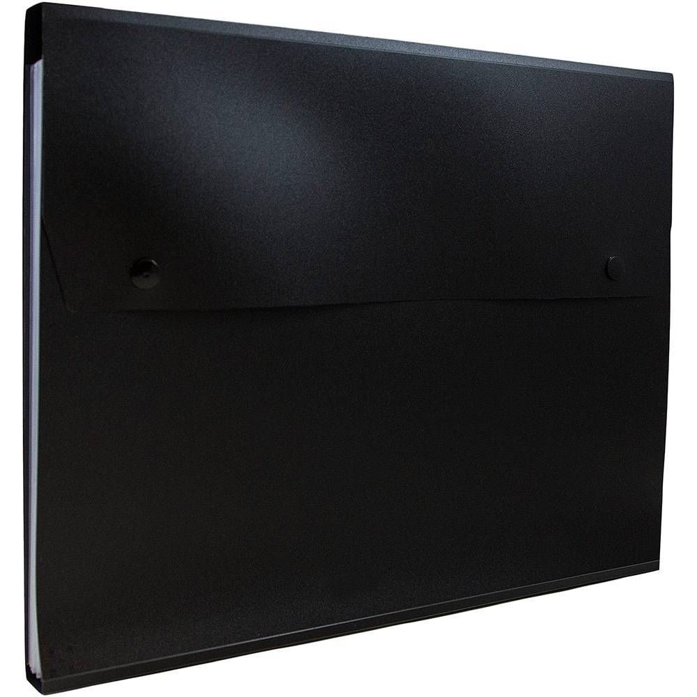 9" 13" 6 Pocket Plastic Expanding File Folder with Snap Closure - Letter Size - Black: Accordion Organizer - Image 2