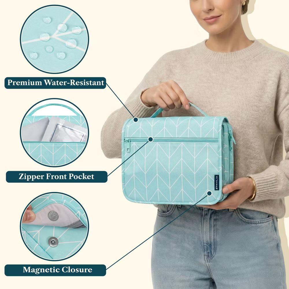 Hanging Toiletry Bag Women Men, Foldable Large Travel Cosmetic Organizer, Water Resistant Makeup Toiletries Essentials Kit - Image 31