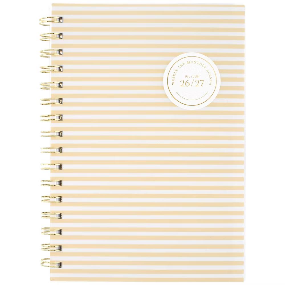 Essentials 5.5"x8.5" Small Wirebound Frosted Poly 2026-2027 Weekly/Monthly Planner Yellow Stripe - Image 9