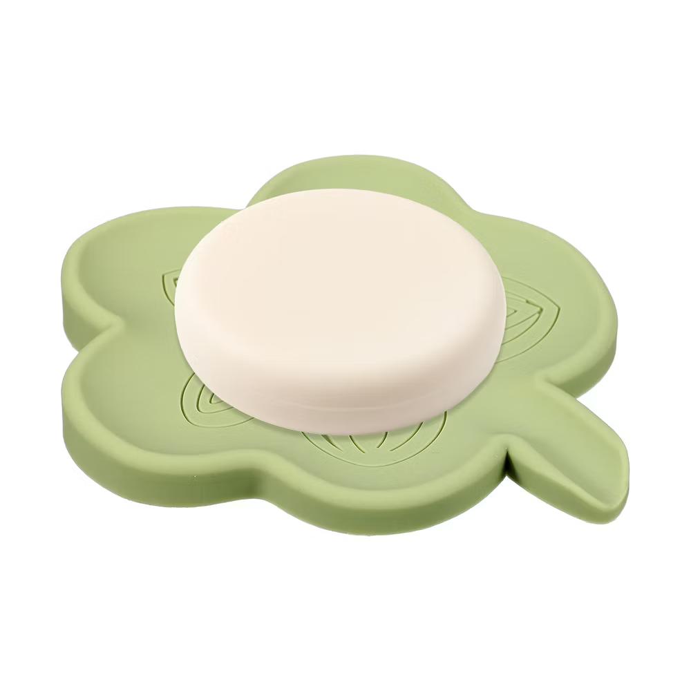 Silicone Soap Dish with Drain Spout, Portable Self Draining Flower Shape Soap Saver Holder - Image 11