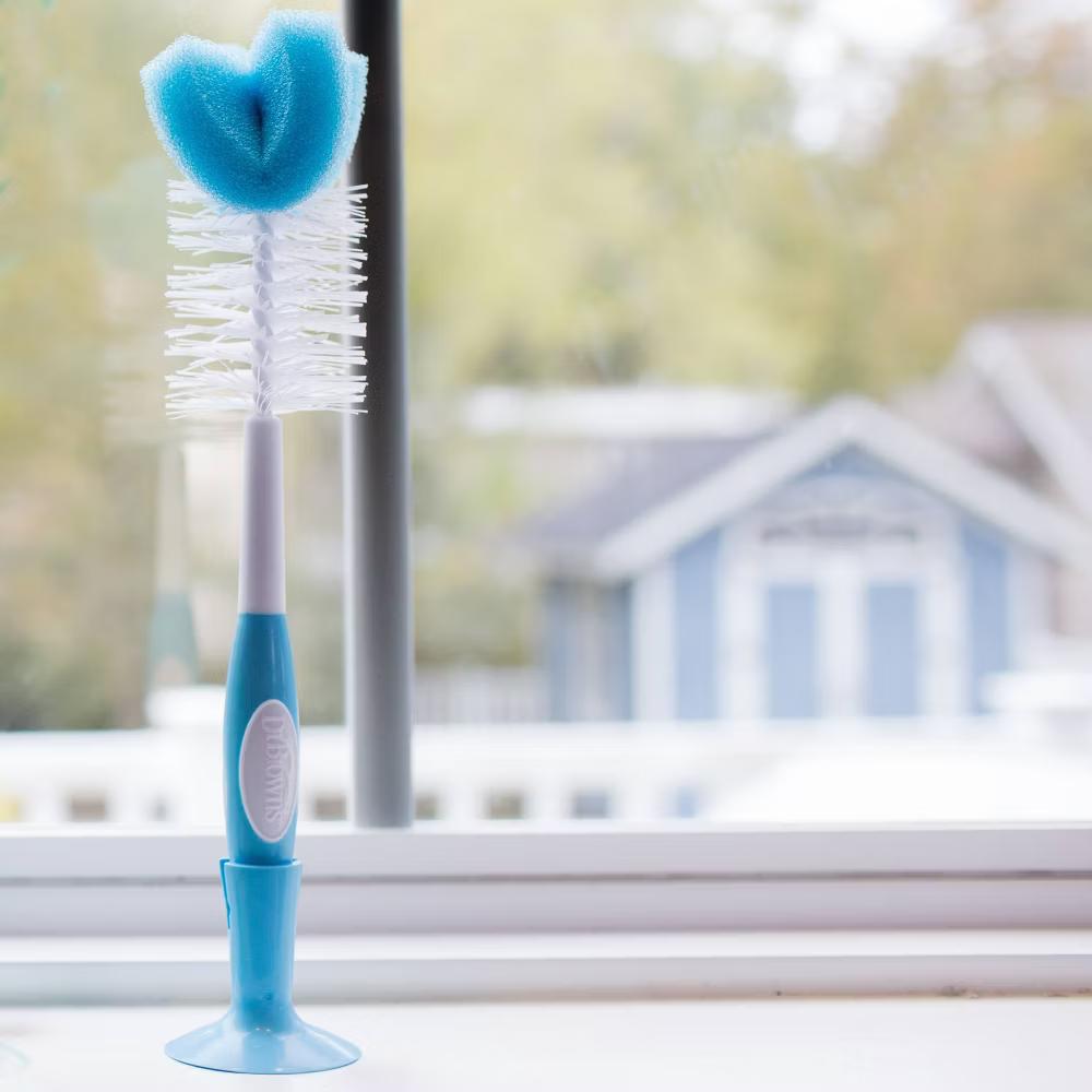 Dr. Brown's Baby Bottle Cleaning Brush, Sponge and Bristle Brush with Nipple Cleaner -3pk - Blue - Image 7