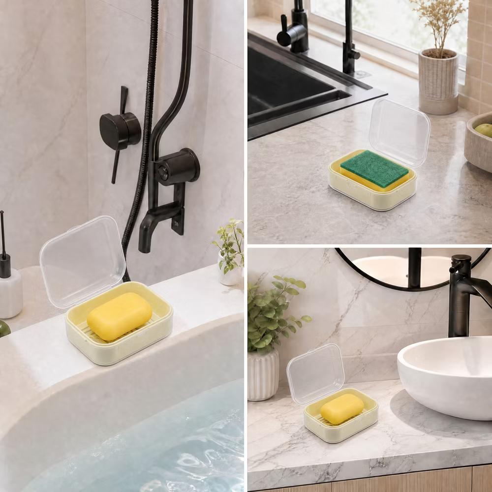 Square Double-layer Drain Soap Dish 1 Pc - Image 3