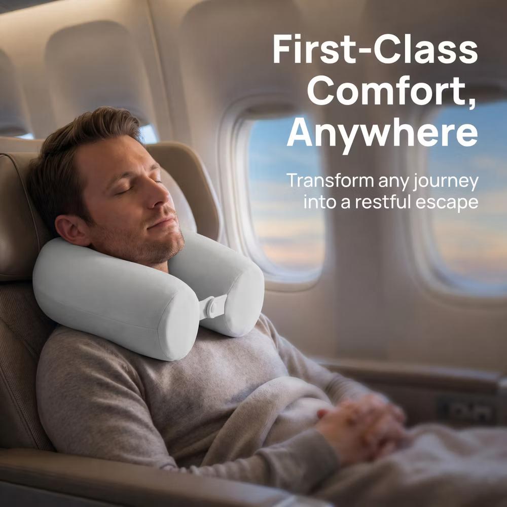 U‑Shaped Memory Foam Nap Pillow with Snap Closure for Desk and Travel Use 1Pc - Image 11