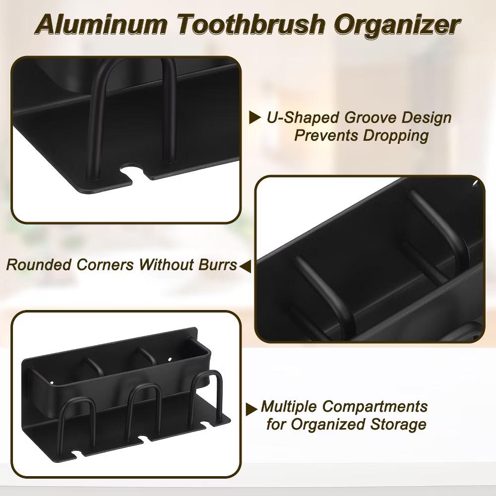 Durable Material No-Drill Installation Practical Design Versatile Use Toothbrush Holder - Image 24