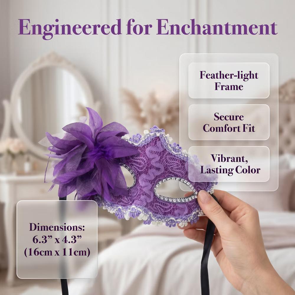 Venetian Masquerade Side Flower Rose Eye Mask for Halloween Costume Party Decor - Image 37