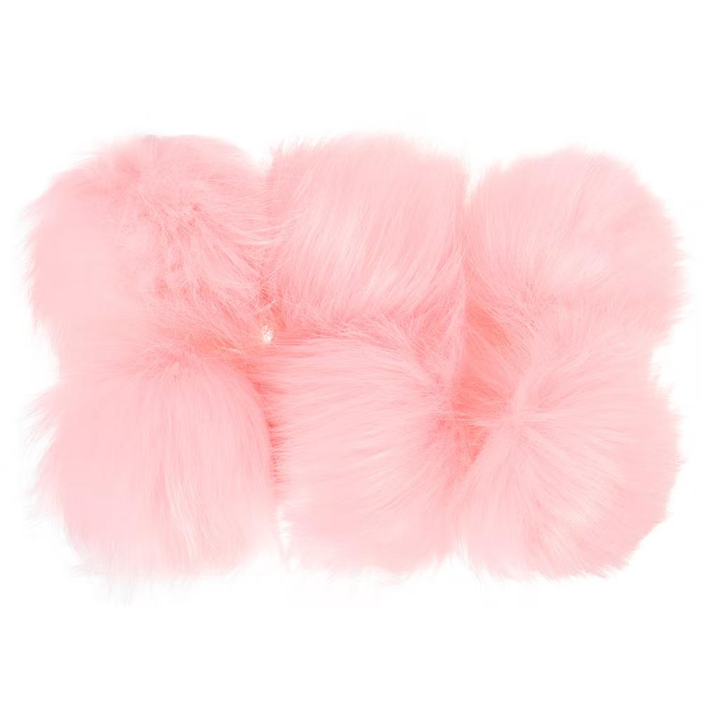 Fluffy Elastic Faux Fur Pom Poms for Hats Scarves Gloves 6 Pcs
