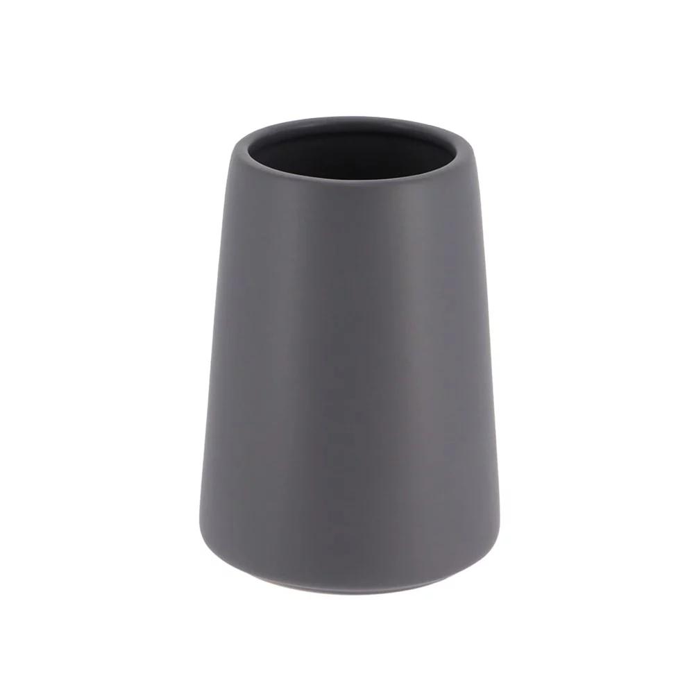 French Home Goods Elegant Stoneware Bathroom Tumbler & Toothbrush Holder - Flared Shape, 14 oz - Image 2