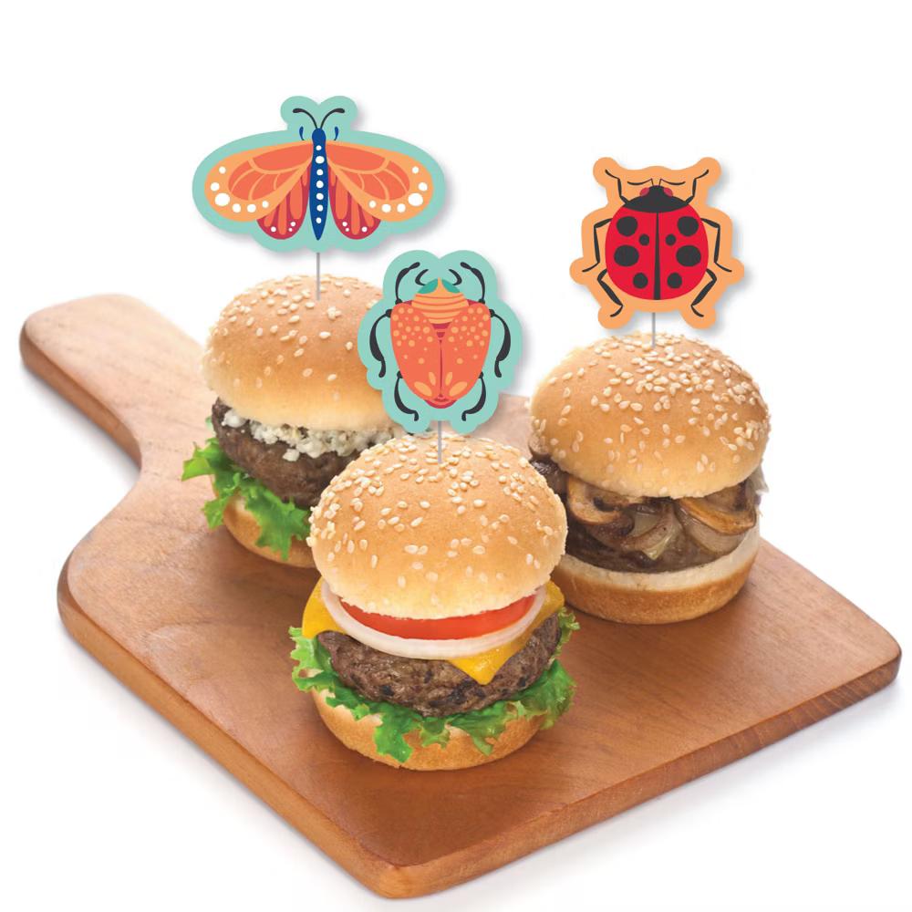 Buggin' Out - Dessert Cupcake Toppers - Bugs Birthday Party Clear Treat Picks - Set of 24 - Image 3