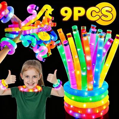 9Pcs Glow Pop Tubes Party Favors, Glow Sticks Light Up Necklaces Bracelets for Kids, Birthday Gifts, Classroom Goodie Bags, Treasure Box Toys - Image 9
