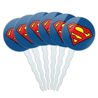 Classic S Shield Logo Cupcake Picks Toppers Decoration Set of 6