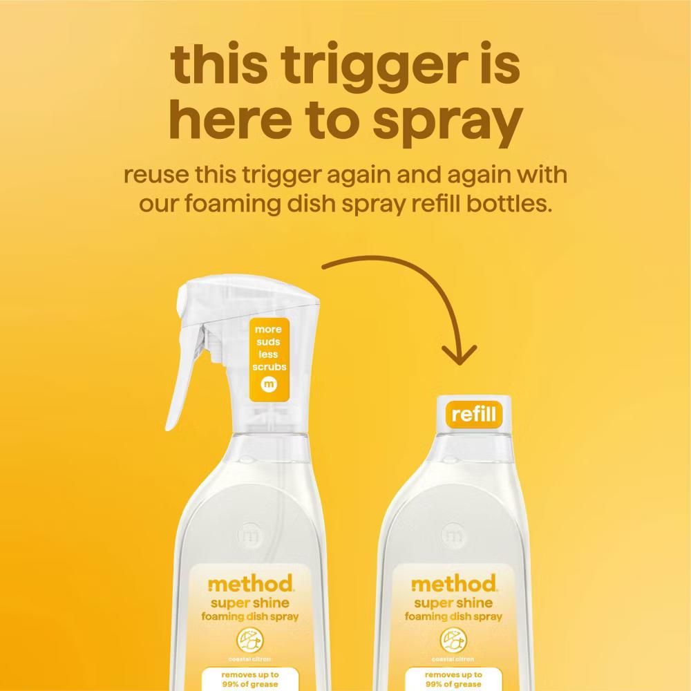 Method Super Shine Foaming Dish Spray Powered By Enzymes Coastal Citrus