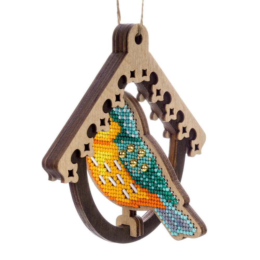 Crafts Wooden Bead Embroidery Kit Bird in Birdhouse FLK-580 - Image 8