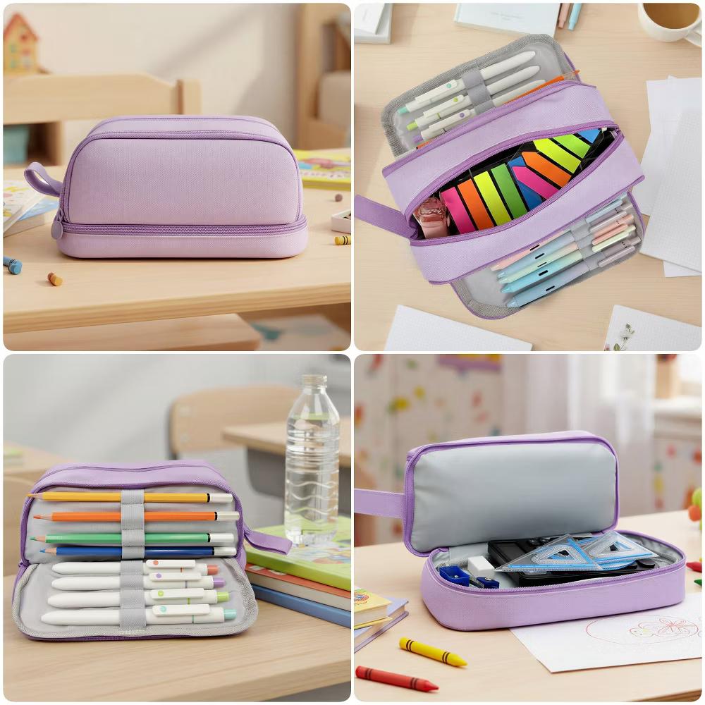 4 Compartment Large Capacity Pencil Case, Pencil Pouch for Stationery Tools - Image 3