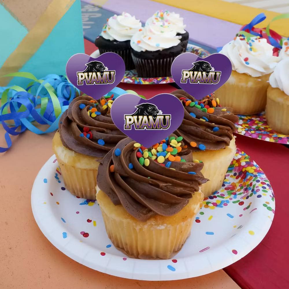 Prairie View A&M Primary Logo Heart Love Cupcake Picks Toppers Decoration Set of 6 - Image 7