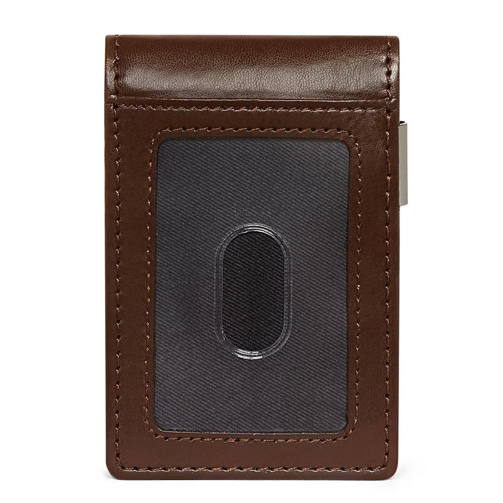 Men's RFID Bifold Wallet with Money Clip - Brown - Image 5