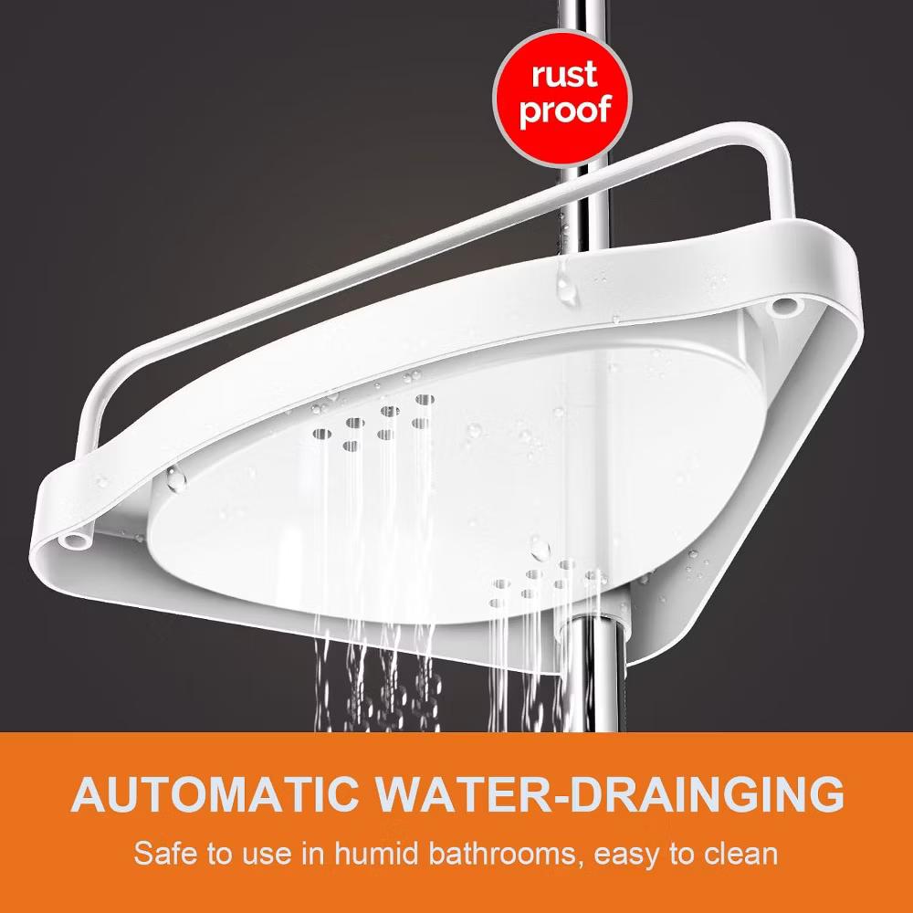 Adjustable Tension Pole Shower Shelf, 4-Tier Corner Caddy with ABS Baskets, No Drill Bathroom Storage - Image 4